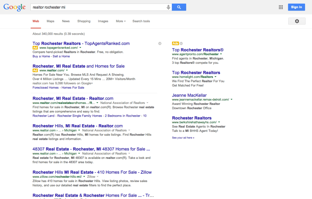 Google Pigeon without Local Pack