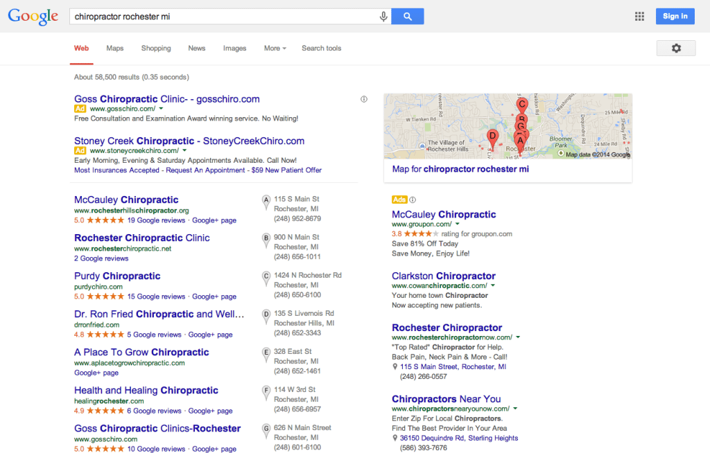 Google Pigeon Still Showing Local Pack